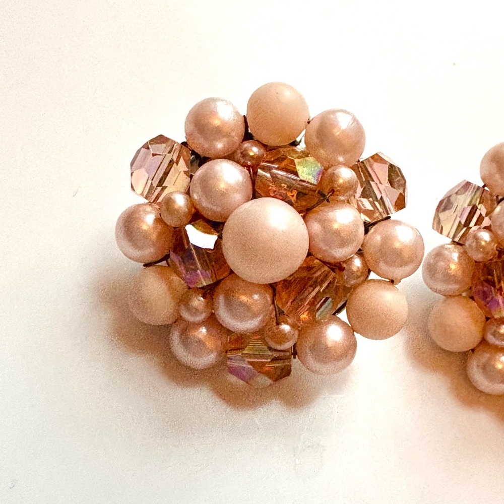 Vintage Faux Pearl Cluster Earrings